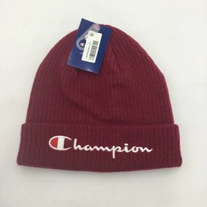 Champion Unisex Ribbed Cap Skull Hat Red Beanie, Maroon, One Size - Picture 1 of 2