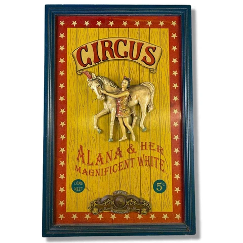 3D Alana & Her Magnificent White Circus Extravaganza Relief Sign 18x27 Vintage Cover