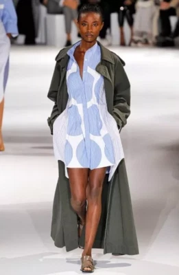  Vestido Camisa STELLA McCARTNEY Leanna Algodón Rayas Azul Cielo US 8/IT 42 $1275 Foto 1 de 4