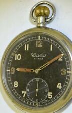 Rare antique WWII UK officer's military Cortebert  pocket watch.Black dial.