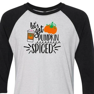 Camisa Lets Get Pumpkin Especiada Mangas 3/4 Unisex Otoño Otoño Café Regalo Divertido - Imagen 1 de 5