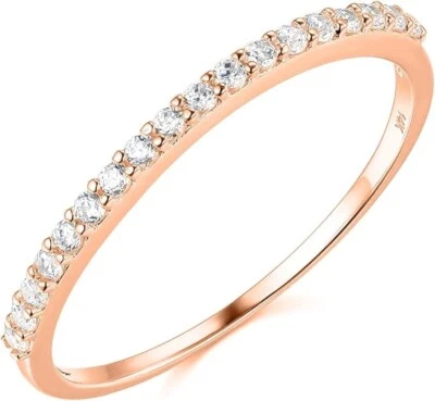0.40 Ct Real 14k Rose Gold Created Diamond Engagement Wedding Anniversary Ring - Image 1 of 4