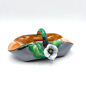 Noritake Orange Luster Candy.Nut Dish Basket Figural Flower Japan Handpainted - Picture 1 of 5