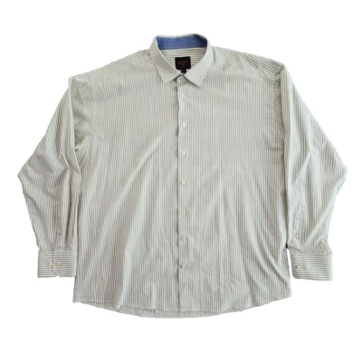 Linea Uomo Shirt Men's 3X Green Stripe Modern Fit Long Sleeve Button Up EUC LN - Image 1 of 4