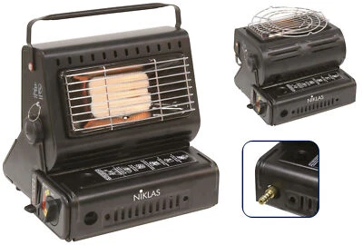 NIKLAS STUFE A GAS INFRAROSSI PORTATILI 1,3KW C/FORNELLO REGOLABILE 29x24x26H