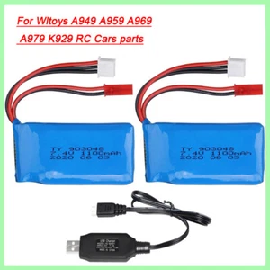 Batteria Lipo 7.4V 1100mah per Wltoys A949 A959 A969 A979 K929 RC Cars ricambi - Foto 1 di 6