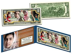 Malala Yousafzai *I AM MALALA* Legal Tender U.S. Colorized $2 Bill    *MUST SEE* - Picture 1 of 2