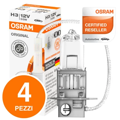 4 Lampade Osram H3 Original Line 64151 Lampadine Fari Auto Moto Alogena - Immagine 1 di 4