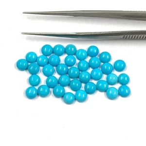 20 Pcs Natural Arizona Turquoise 4mm Round Shape Cabochon Cut Loose Gemstone - Picture 1 of 6