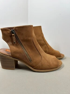 Botas Rocket Dog Wms tamanho 10 camurça peep-toe tornozelo marrom boho chique borda urbana - Imagem 1 de 4