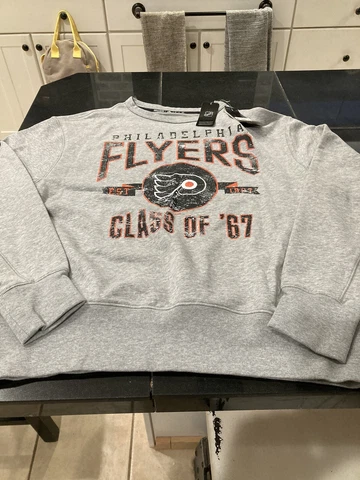 MENS ADIDAS PHILADELPHIA FLYERS  CREW NECK SWEATER TOP MEDIUM M GRAY NWT Cover