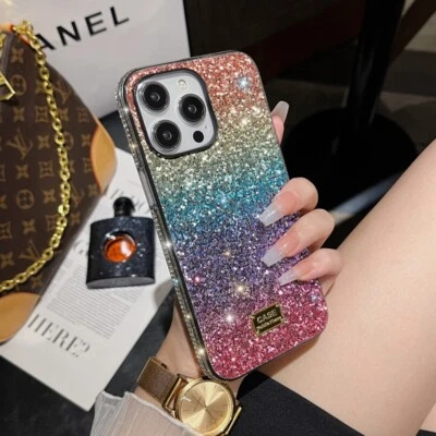 Funda de lujo con diamantes degradados brillantes para iPhone 15 Pro Max 14 13 12 11 X 6 7 8 Foto 1 de 4
