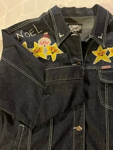 Crest Jeans Blue Denim Jean Jacket Christmas Women Size XXL - Picture 1 of 11