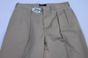 POLO CHINO - RPH LAUREN PLISSEE VORNE Herren KHAKI Hose W36 x L31. ETIKETT NR. 209P - Bild 1 von 13