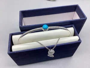 Lafonn Sterling Silver Platinum Tiny Bracelet simulated diamonds /Turquoise 925 - Picture 1 of 8