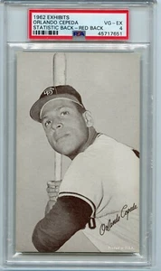 1962 Exhibits Orlando Cepeda San Francisco Giants Red ๐๐ณ๐ฅ PSA Graded 4 - Picture 1 of 2