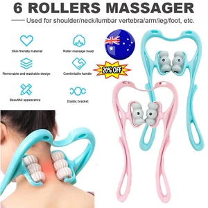 6-Roller Neck Shoulder Massager Trigger Point Pressure Pain Fatigue Relieve TK - Picture 1 of 18