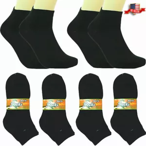 12 Pairs Women Fashion Cotton School Casual Ankle Low Cut Socks Size 9-11 black - Picture 1 of 2