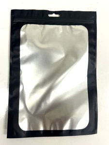 25 Pack Mylar Clear/Black Stand Up Resealable 10x7x2 Strong Zip Food Grade Bags - Picture 1 of 3