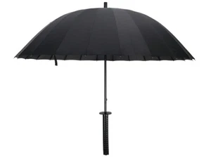 Regenschirm im Katana Design | Asiatischer Rundspeichen Schirm | Schwarz - Bild 1 von 6