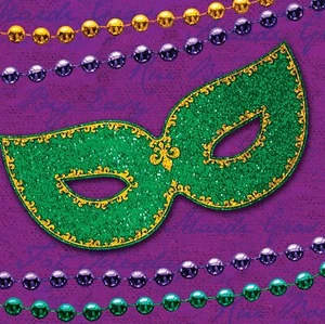 Rue Bourbon Street New Orleans Mardi Gras Theme Party Paper Beverage Napkins - Picture 1 of 1