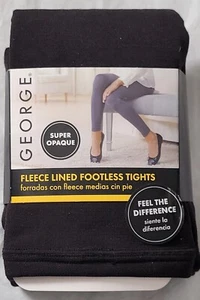 NEW George Super Opaque Fleece Lined Footless Tights Black Size 4 - Picture 1 of 3