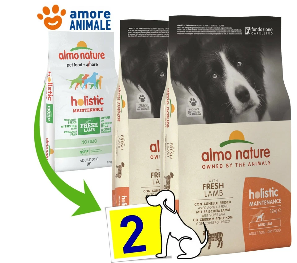 2 Sachet - Almo Nature Chien Holistic Medium Adult Agneau Et Riz 12 KG pour - Photo 1/1