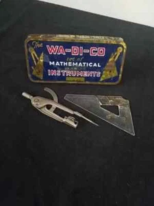 VERY VINTAGE  WA-DI-CO Set of Drawing Mathematical Instruments Original Tin 2Pcs - Picture 1 of 3