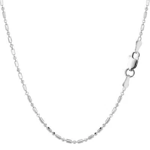 Sterling Silver Rhodium Plated & Diamond Cut Bead Chain Necklace, 1,5mm, 18" - Picture 1 of 5