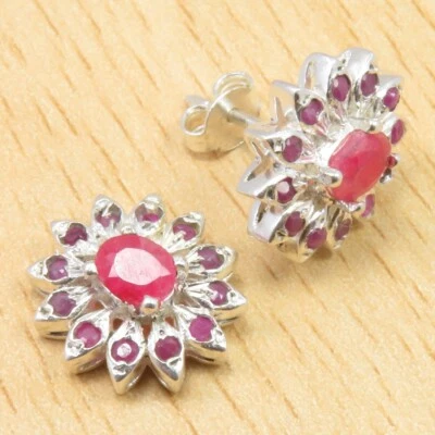 Pendientes de plata 925 asequibles colección de joyas de boda RUBÍ 0,5" Foto 1 de 2