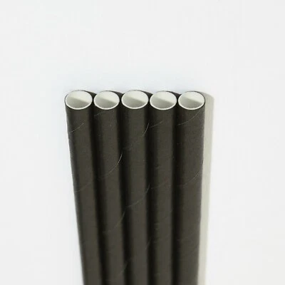 Bulk Paper Straws - 6mm x 200mm Black Paper Drinking Straw 1000 / 5000 /10000 UK - Image 1 of 4