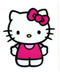 Hello Kitty Sticker | 3.5" w x 4" t | White decal Japanese bobtail cat pink bow - Picture 1 of 3