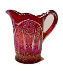 Vintage Indiana Carnival Glass Iridescent Sunset Red Amberina Heirloom Pitcher