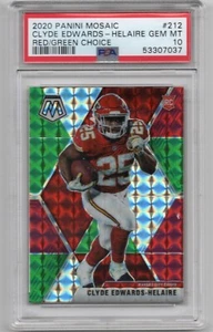 2020 Panini Mosaic Clyde Edwards-Helaire Red/Green Card #212 PSA 10 GEM MT RC - Picture 1 of 2