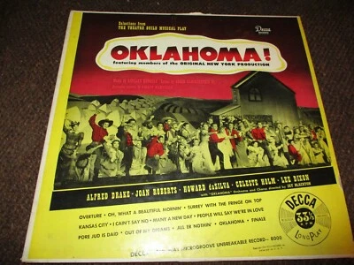 1949 OKLAHOMA New York Cast Mono LP Decca 8000 Alfred Drake Joan Roberts VG/VG+ - Imagem 1 de 3