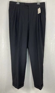 Pantalones de vestir plisados de lana Zanella Alter negros talla 36 x 32 nuevos con etiquetas - Imagen 1 de 10