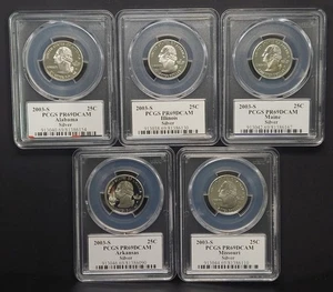 2003 S Complete Flag Set of proof State Quarters (5 coins) Silver -PCGS PR69DCAM - Picture 1 of 2