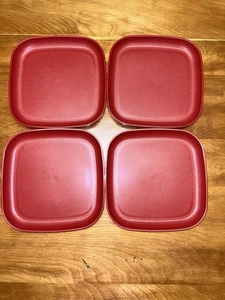 TUPPERWARE NEW 8 INCH Square Plate Plates Lip Raised Sides Kids Red Lunch Snack - Picture 1 of 7