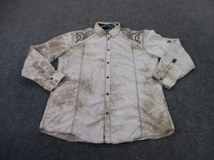 Roar Shirt Mens 2XL Striped Embroidered Cross Signature Western Grunge Country - Picture 1 of 9
