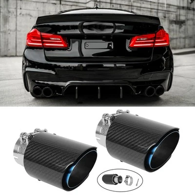 For 5 Series E60 F10 528i 530i 540i Dual 2.5" Stainless Steel Exhaust Tip Carbon - Image 1 of 4