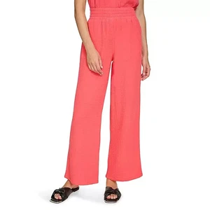 DKNY Women's Cotton Gauze Wide Leg Pant Large Pink or Blue - Picture 1 of 9