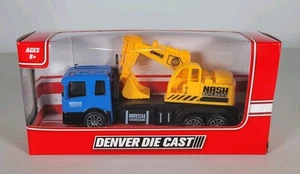 Denver Diecast Construction Flatbed- NASH Builders Shovel on back Blue/Yellow - Picture 1 of 9