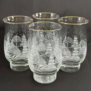 Libbey Winter Wonderland Gafas Arby Esmeriladas con Borde Dorado Juego De 4 De Colección - Imagen 1 de 7