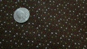 SUMMERY Vintage WHITE BROWN RED LEAVES On BROWN 1980's COTTON Fabric - over 4 yd - Picture 1 of 2