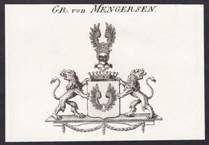 Mengersen Wappen coat of arms Kupferstich Heraldik Genealogie heraldry 1820 - Bild 1 von 1