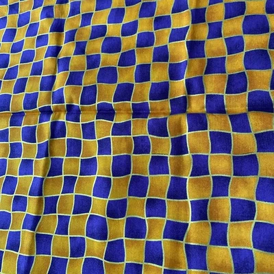 Moda "For The Holidays" Fabric Golds Rust Purple Wavy Checkerboard HTF 1 yd - Image 1 of 4