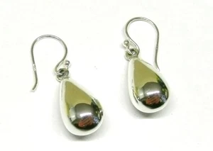 Handmade 925 Sterling Silver Highly Polished Small 3D Teardrop Drop Earrings - Picture 1 of 9