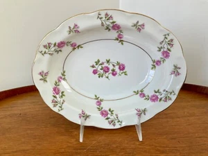 Theodore Haviland SERVING BOWL ~ Pink Roses  ~ DELAWARE ~Gold Trim ~ Oval - Picture 1 of 10