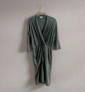Max Mara Women's Sz 42 / US 8 Brown Knit Dress Ruched Cross Front Viscose - Picture 1 of 10