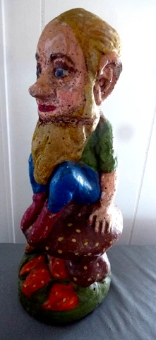 Vintage Antique GARDEN GNOME Cement Concrete Leprechaun Outdoor Cover